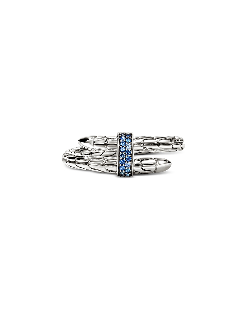 John Hardy Sterling Silver Spear Blue Sapphire Coil Ring In Silver