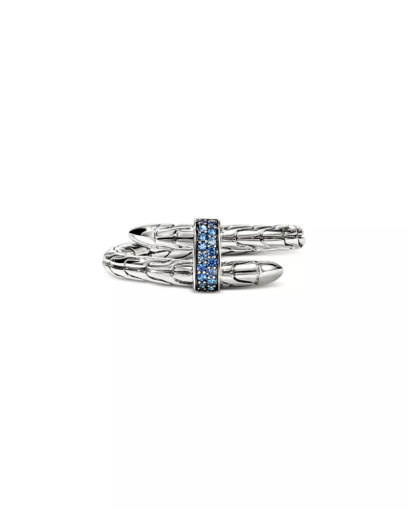 John Hardy Sterling Silver Spear Blue Sapphire Coil Ring