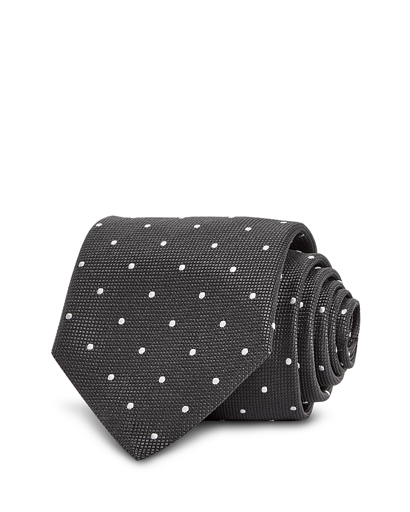 Hugo Boss Silk Classic Dot Tie In Gray