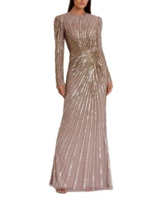 Embellished Puff Sleeve Side Knot Gown