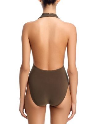 Halter Low Back One Piece Swimsuit