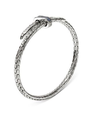 Sterling Silver Spear Blue Sapphire Flex Cuff Bracelet