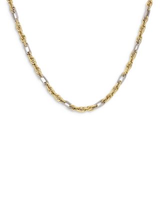 14K Yellow & White Gold Figaro Rolo Necklace, 18"