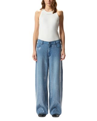Lauryn Loose Clear Sequin Jeans in Mid Wash