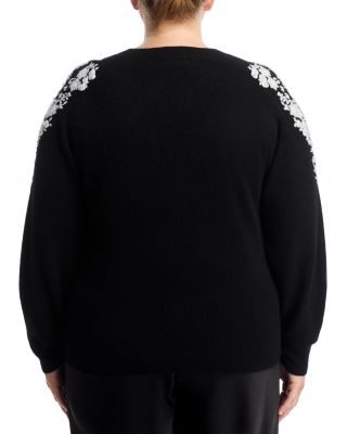 100% Cashmere Embellished Embroidered Floral Sweater - Exclusive
