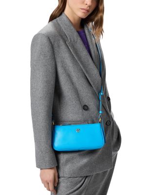 Leather Half Moon Baguette Shoulder Bag