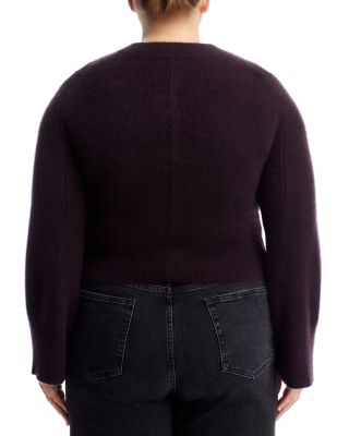 100% Cashmere Cropped Wide Sleeve Crewneck Cardigan - Exclusive