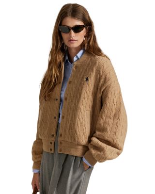 Cable Knit Wool Cashmere Bomber Jacket