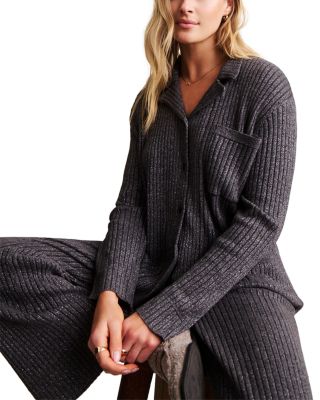 CozyChic Ultra Lite Lurex Rib Button Front Shirt