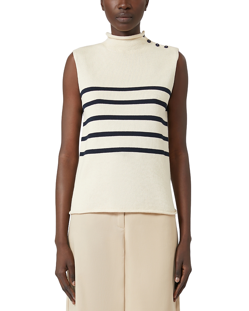 Weekend Max Mara Trofeo Placed Stripe Sleevless Cotton Sweater In Neutral