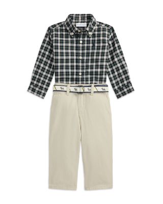 Boys' Plaid Shirt, Belt & Canvas Pant Set - Baby