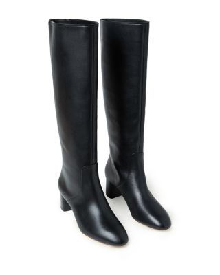 Women's Gia Pointed Toe Knee-High Leather Mid-Heel Boots