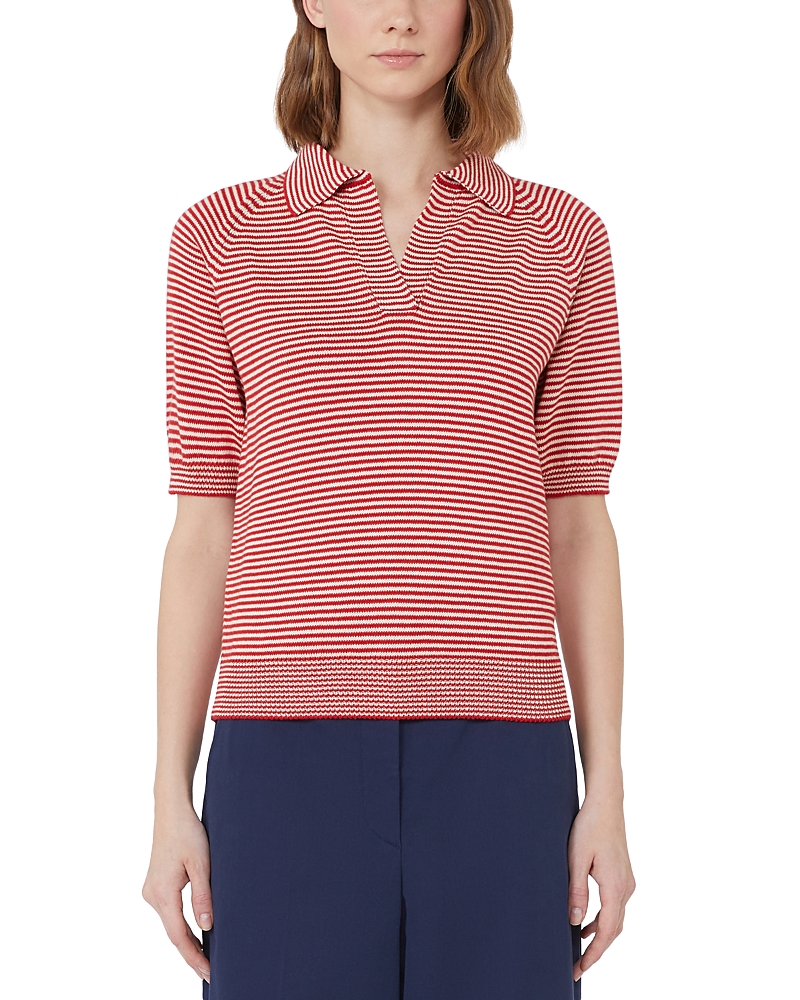 Weekend Max Mara Striped-pattern Polo-neck T-shirt In Red