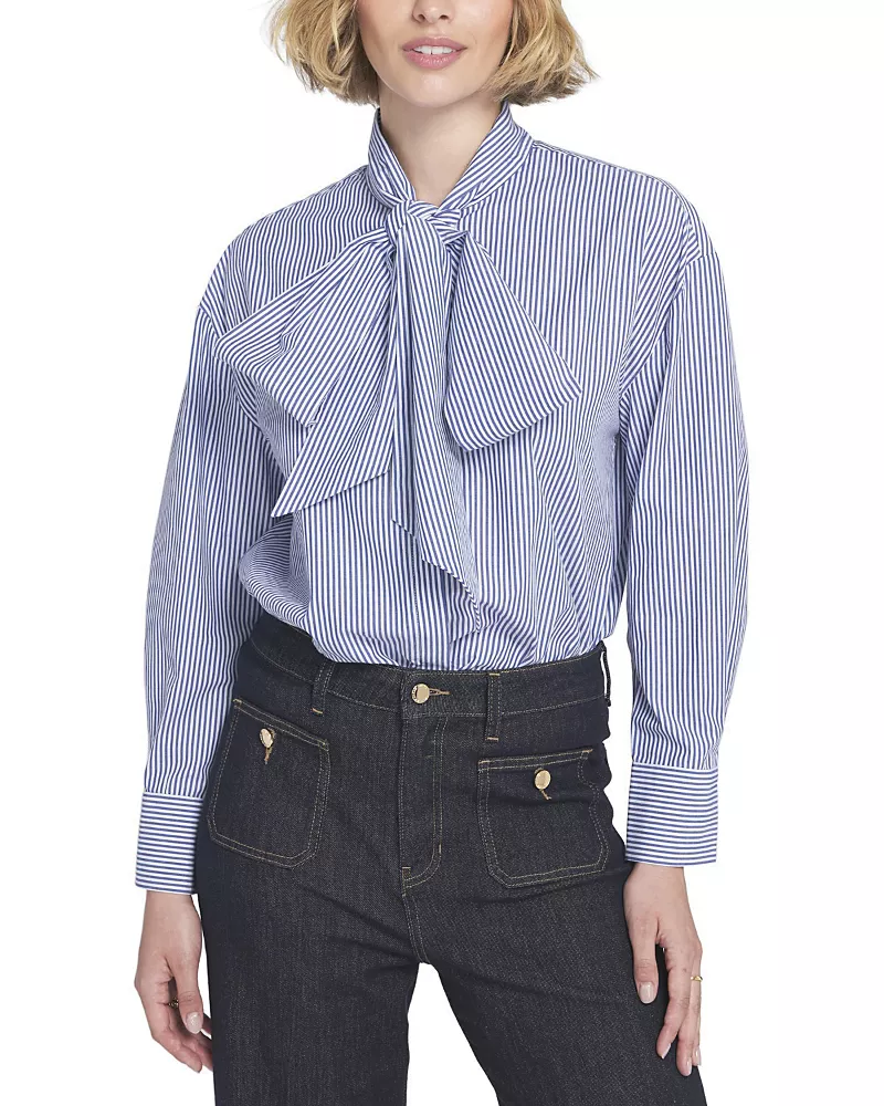 Elle Collection Striped Bow Shirt