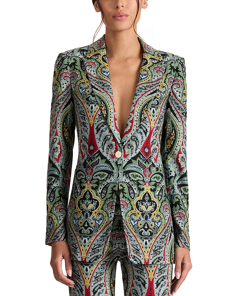 Alice And Olivia Breann Paisley Longline Blazer In Multi