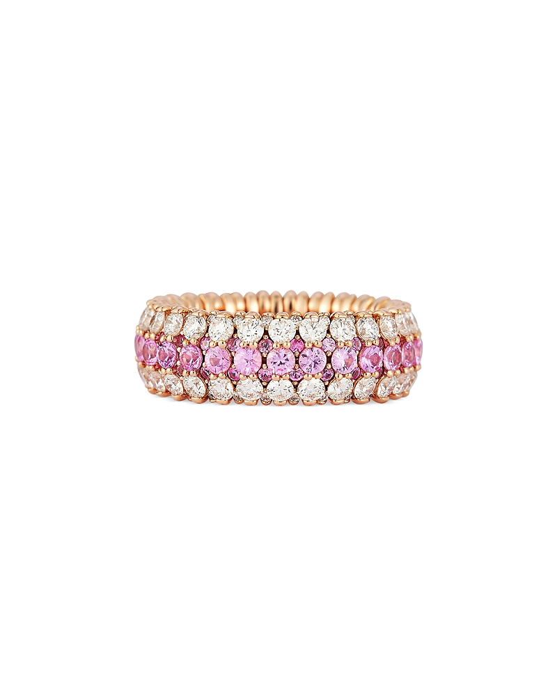 Roberto Demeglio 18k Rose Gold Giotto Pink Sapphire & Diamond Multirow Stretch Ring In Gold