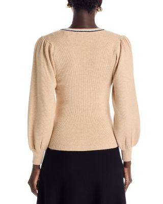 Blouson Sleeve Tipped Sweater