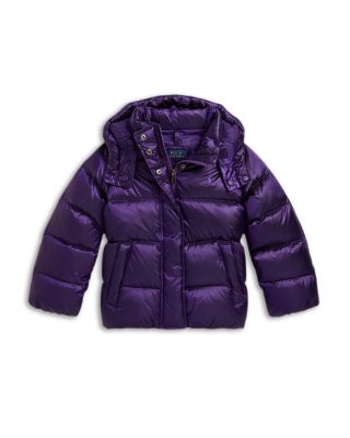 Girls' Metallic Down Hooded Jacket - Little Kid