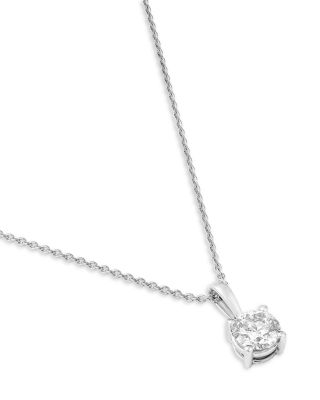 Diamond Colorless Solitaire Pendant Necklace in 18K White Gold, 0.75 tcw