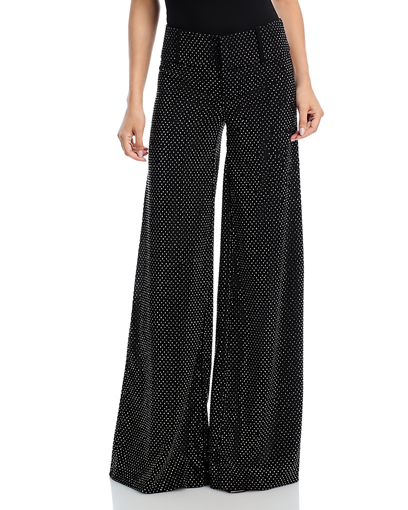 Alice And Olivia Embellished Wide Leg Pants In Black