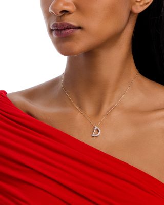 Luxe Collection Certified Mixed Cut Lab Grown Diamond Initial Pendant Necklace in 14K White & Yellow Gold, 0.5 tcw