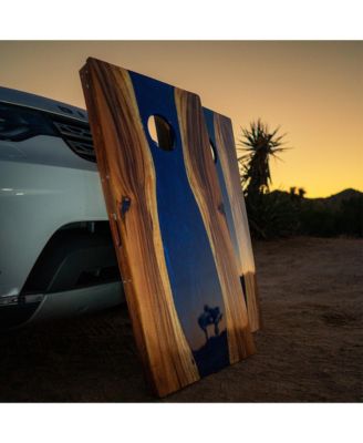 2ft x 4ft River Epoxy Resin with Live Edge Acacia Pathfinder ART Cornhole Boards