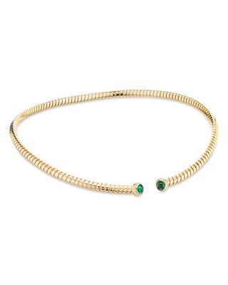 Trisolina Emerald & Diamond Collar Necklace in 18K Yellow Gold