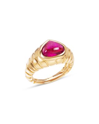 Timo Cabochon Rubellite Ring in 18K Yellow Gold