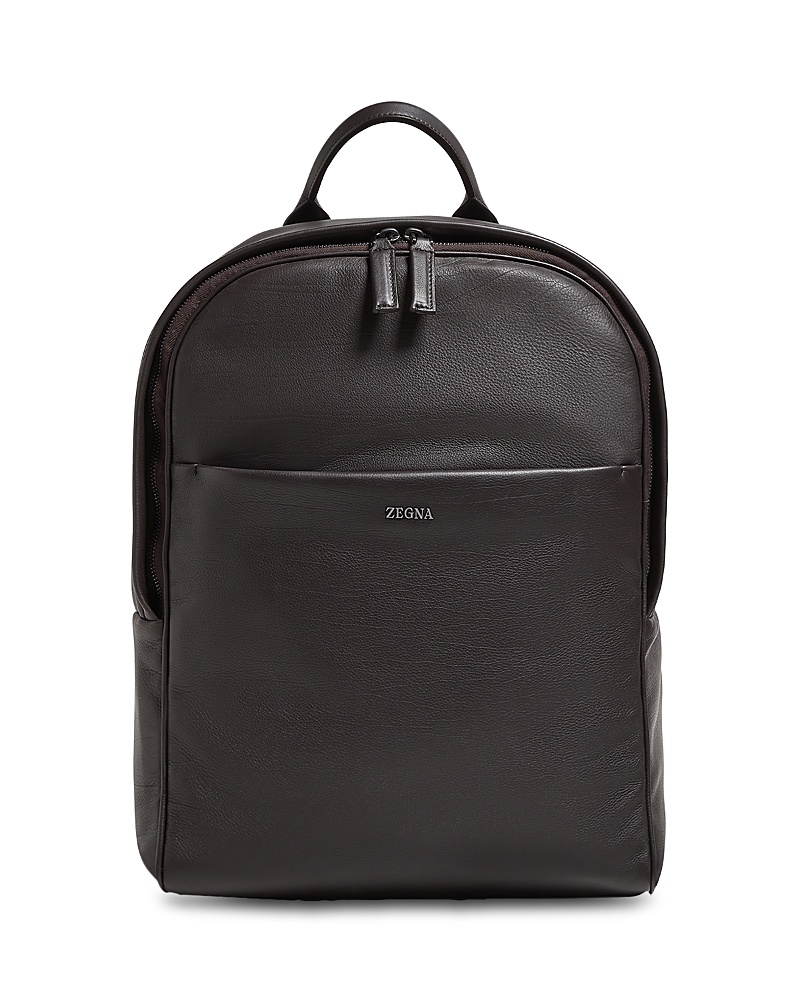 Zegna Secondskin Leather Backpack In Brown