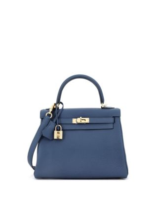 Pre-Owned HERMÈS - Kelly 25 Handbag Blue Togo with Permabrass Hardware