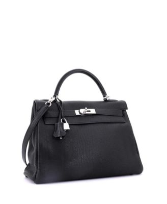 Kelly 32 Handbag Black Togo with Palladium Hardware