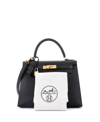 Kelly 28 Handbag Black Epsom with Gold Hardware