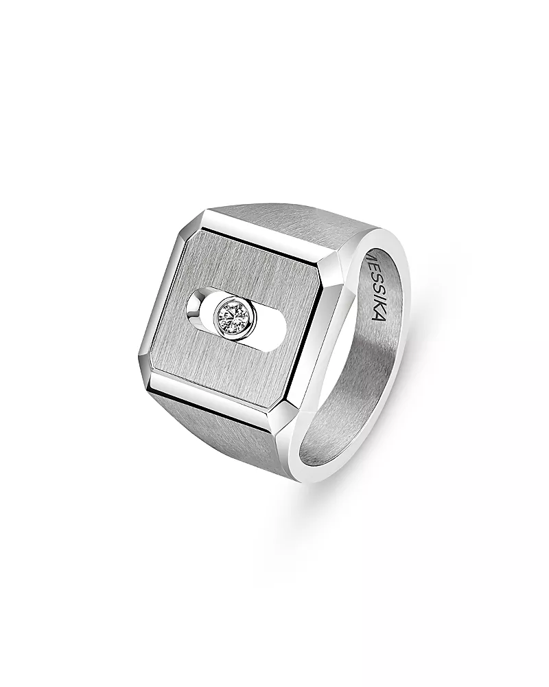 Messika Diamond Move Titanium Natural Signet Ring in Titanium, 0.06 tcw