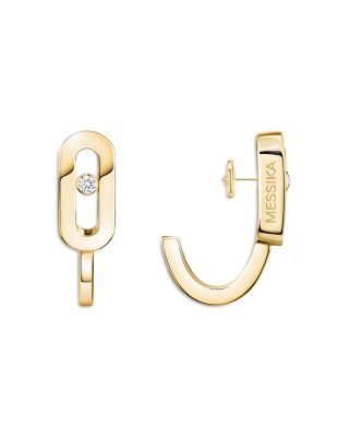 Diamond Move Uno Mini Hoop Earrings in 18K Gold, 0.01 tcw