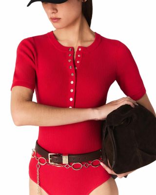 Ribbed Knit Sleeve Bodysuit