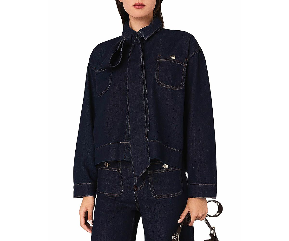 Maje Denim Shirt with Bow