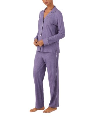 Long Sleeve Notch Collar Long Pants Pajama Set
