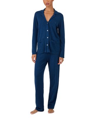 Long Sleeve Notch Collar Long Pants Pajama Set