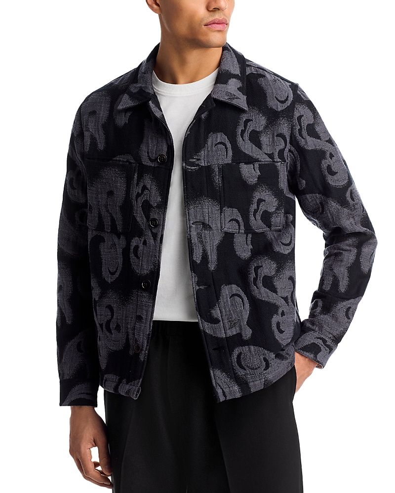 Ps By Paul Smith Button Front Textured Shirt Jacket In Black