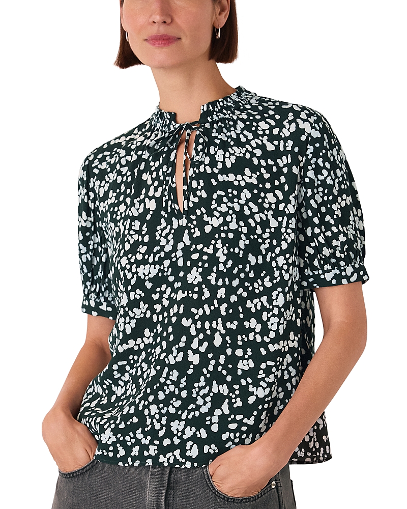 Whistles Womens Multi-coloured Animal-print Tie-neck Woven Blouse In Black