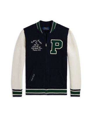 Boys' Letterman Cotton Full Zip Sweater - Little Kid