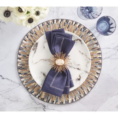 Diadem Placemat in Ivory and Blue
