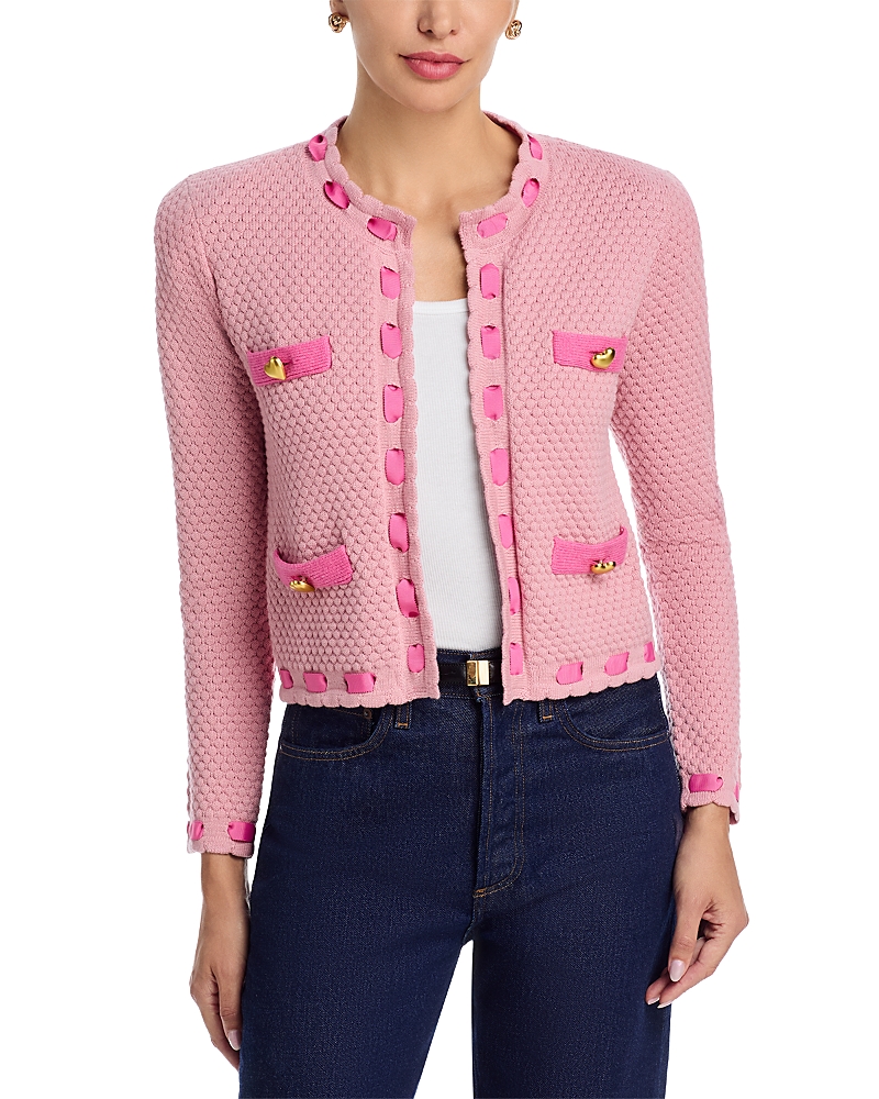 L Agence L'agence Astor Contrast Trim Cardigan In Pink