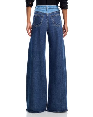Beau High Rise Two Tone Wide Leg Jeans in Paso