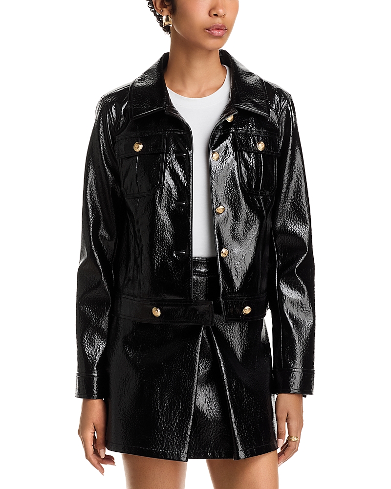 Cinq À Sept Cinq A Sept Jenn Crinkled Faux Leather Jacket In Black