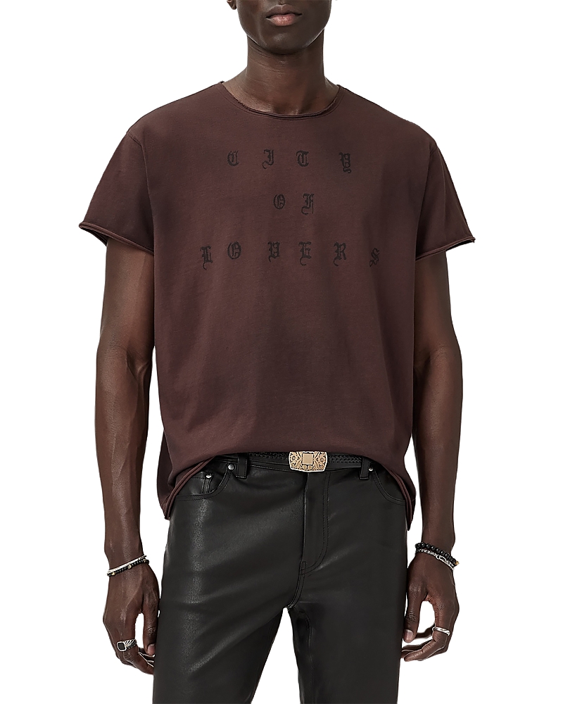 John Varvatos Raw Edge City Of Lovers Relaxed Fit Tee In Brown