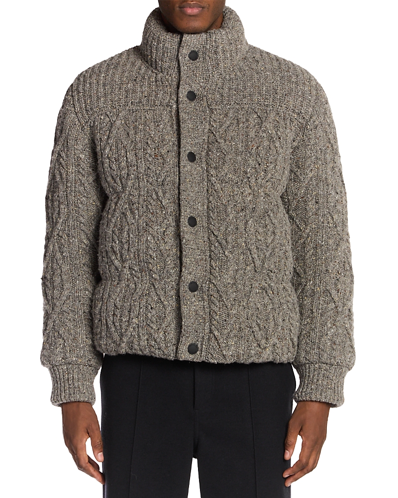 Moncler Wool Cable Knit Cardigan In Animal Print