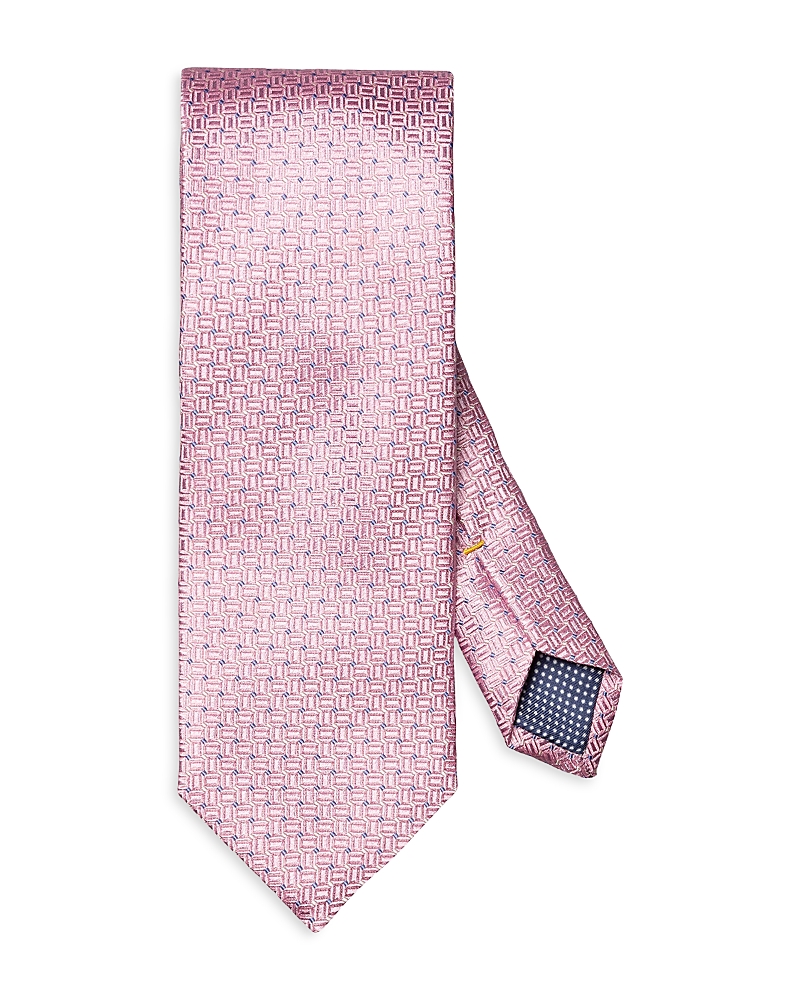 Eton Micro Geometric Silk Tie In Pink