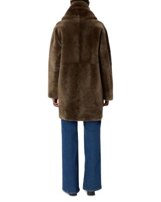 Melina Leather & Faux Fur Trim Coat