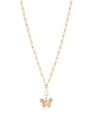 Interlocking 18K Gold Plated Chain Necklace, 15-19"